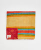  Artisan-made queen kantha quilt in bold striped design made from upcycled saris
