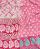  Pink paisley kantha bedding quilt ethically made from vintage cotton fabric
