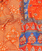 orange floral kantha bedding quilt ethically made from vintage cotton fabric
