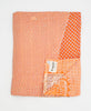 Twin kantha quilt in orange geometric  pattern handmade in India

