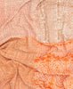 Twin kantha quilt in orange geometric  pattern handmade in India
