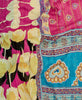 beige and cream floral kantha bedding quilt ethically made from vintage cotton fabric
