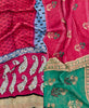  red traditional kantha bedding quilt ethically made from vintage cotton fabric
