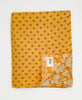 Artisan-made twin kantha quilt in yellow floral design made from upcycled saris
