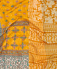 Yellow floral kantha bedding quilt ethically made from vintage cotton fabric
