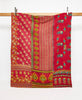 Twin kantha quilt in red and yellow paisley pattern handmade in India
