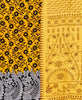 Yellow floral Kantha quilt throw made of recycled vintage saris