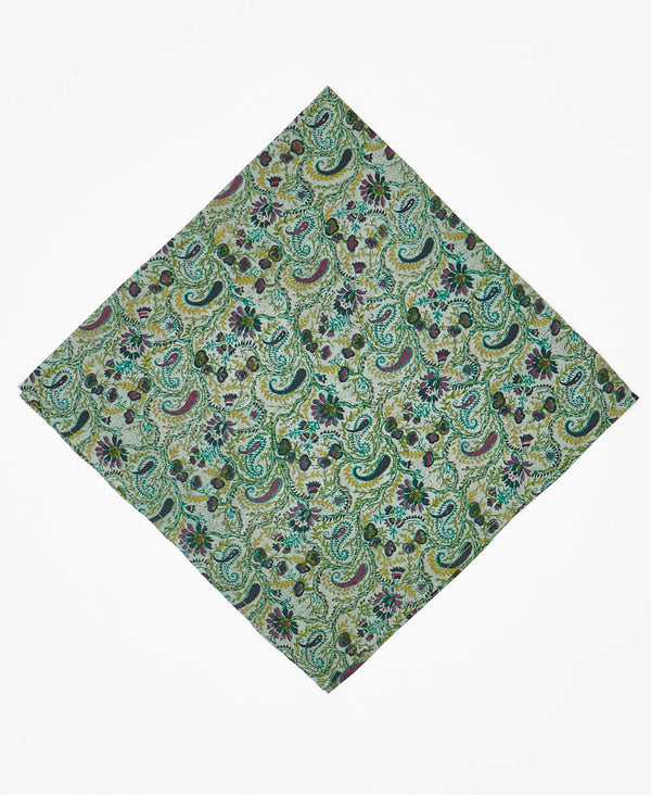 vintage silk scarf featuring a paisley pattern created using sustainably sourced saris