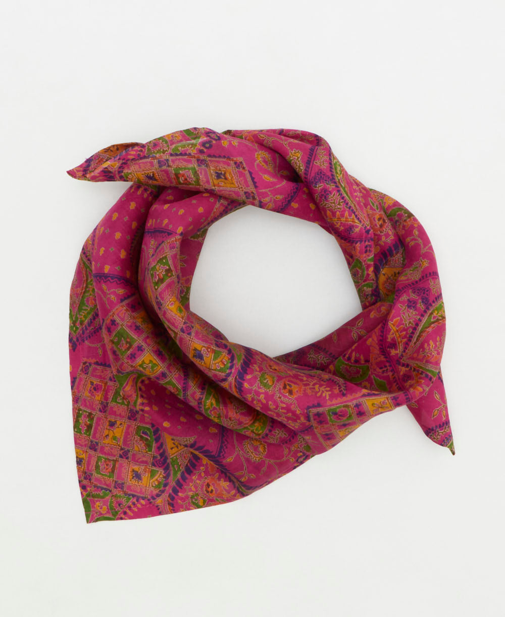 vintage silk scarf handmade from upcycled saris in India by women artisans