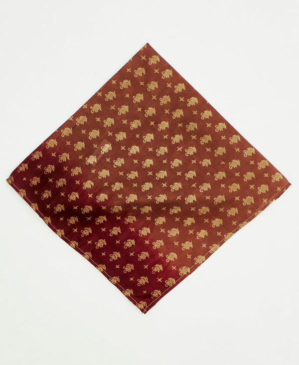 vintage silk scarf featuring a brown traditional pattern created using sustainably sourced saris