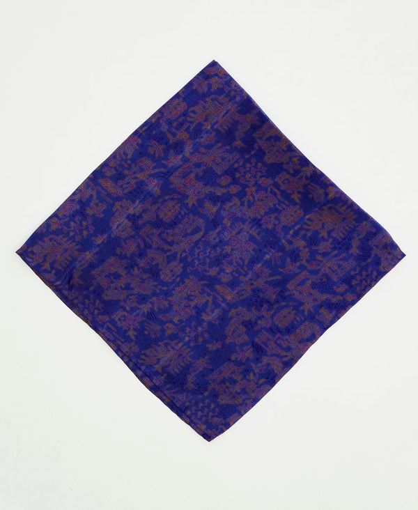vintage silk scarf featuring a bright purple geometric pattern created using sustainably sourced saris