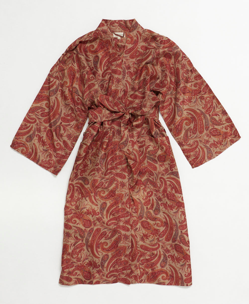 silk robe ethically made using upcycled
vintage silk saris