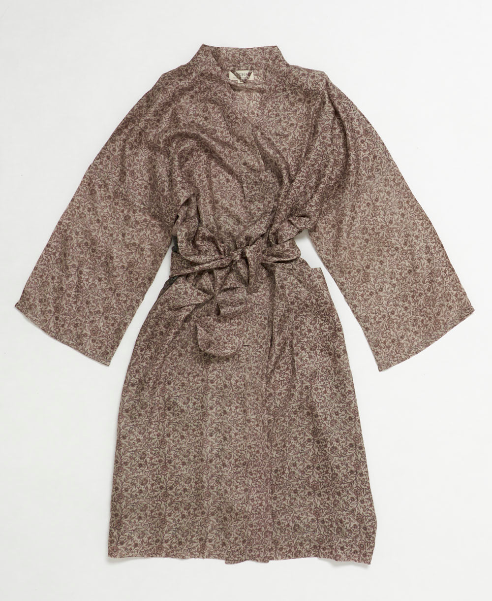 silk robe ethically made using upcycled
vintage silk saris