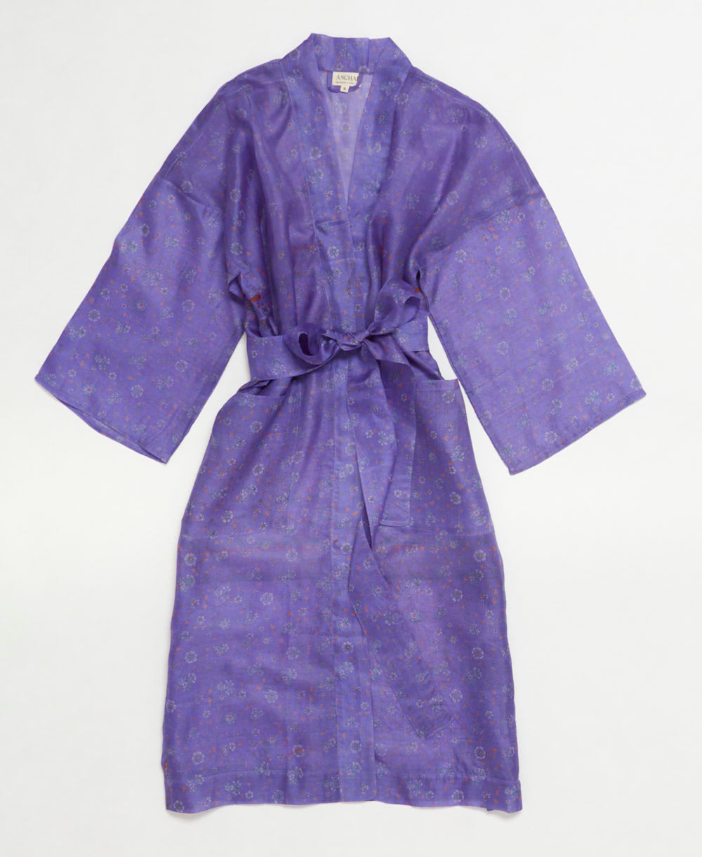 silk robe ethically made using upcycled
vintage silk saris
