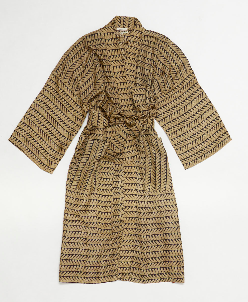 silk robe ethically made using upcycled
vintage silk saris