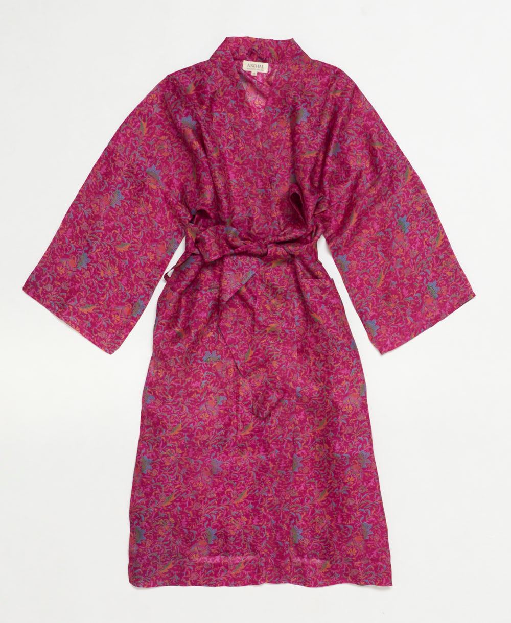 silk robe ethically made using upcycled
vintage silk saris