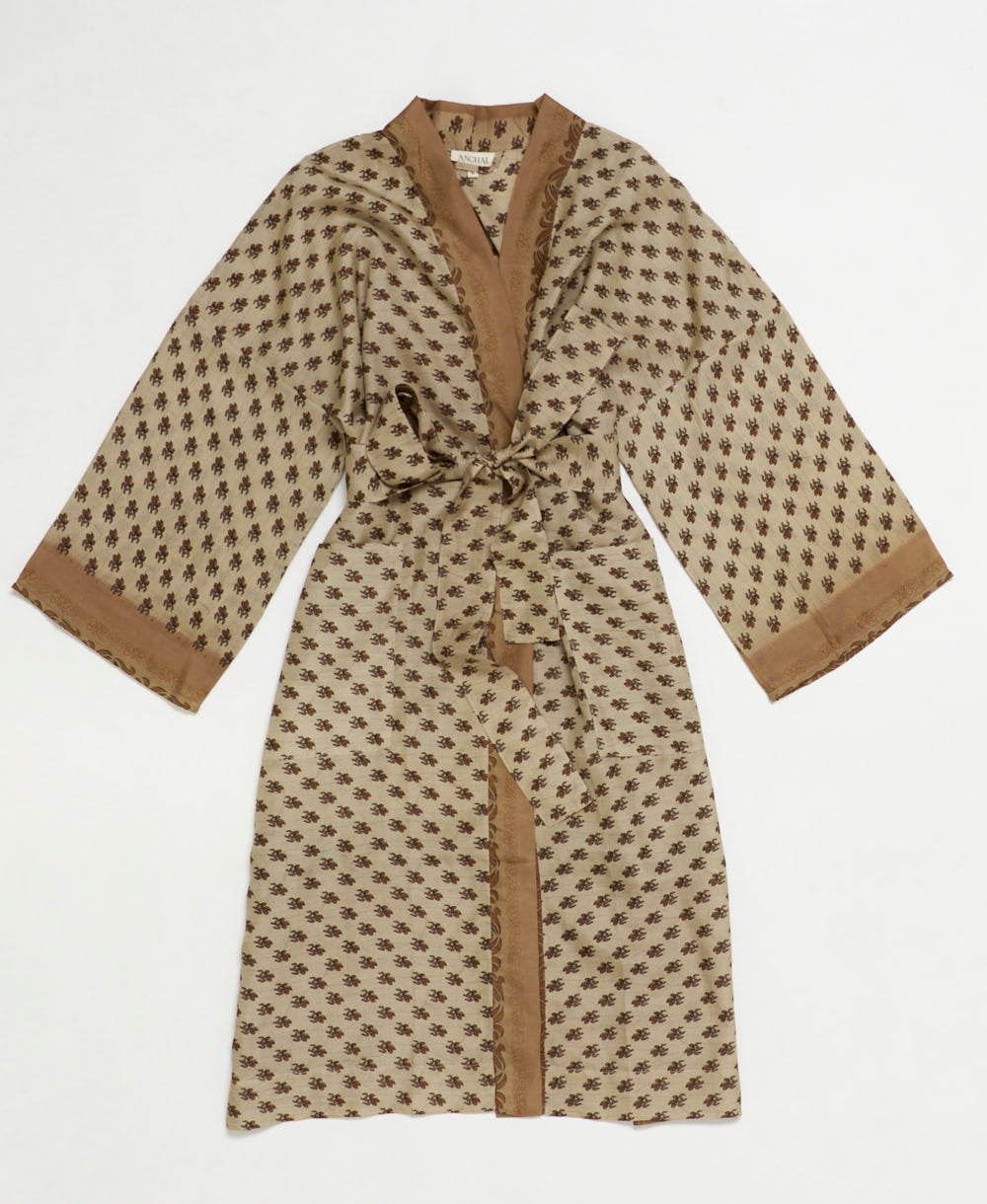 silk robe ethically made using upcycled
vintage silk saris