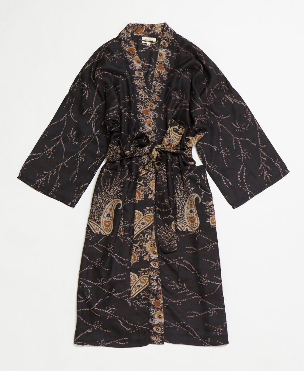 silk robe ethically made using upcycled
vintage silk saris