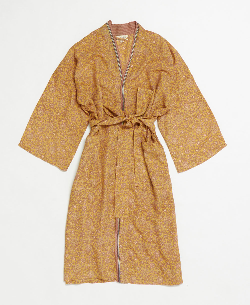 silk robe ethically made using upcycled
vintage silk saris