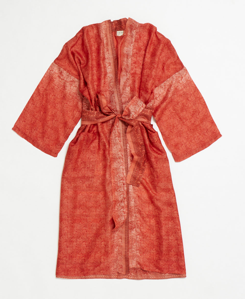 silk robe ethically made using upcycled
vintage silk saris