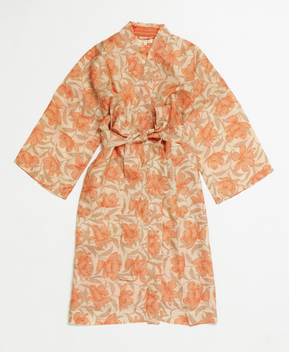 silk robe ethically made using upcycled
vintage silk saris