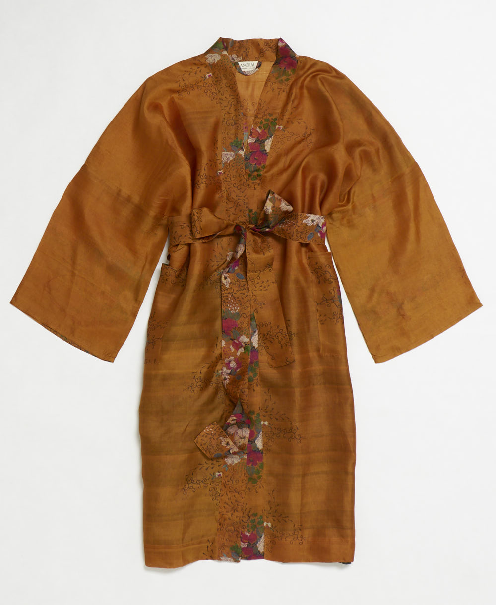 silk robe ethically made using upcycled
vintage silk saris