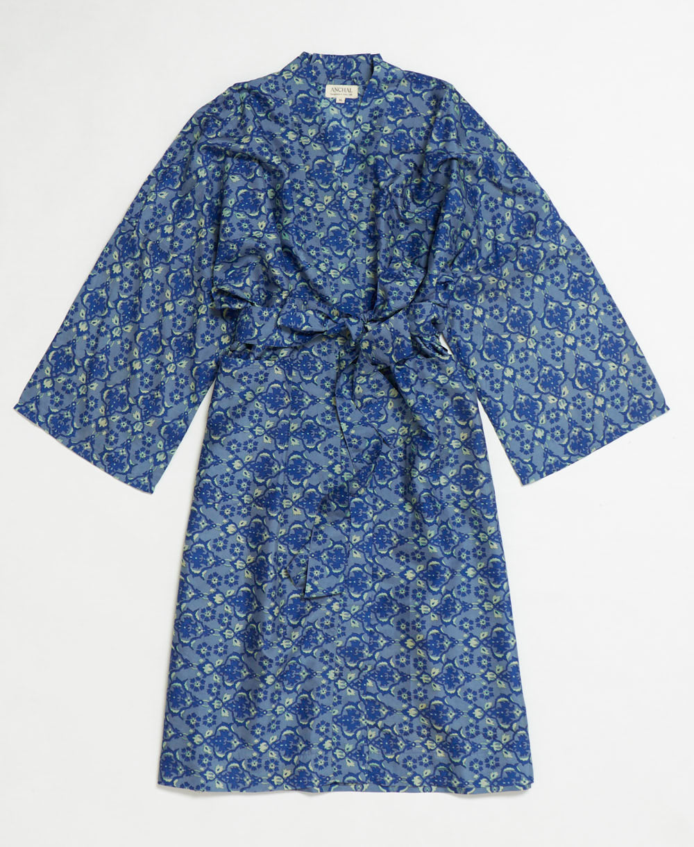 silk robe ethically made using upcycled
vintage silk saris