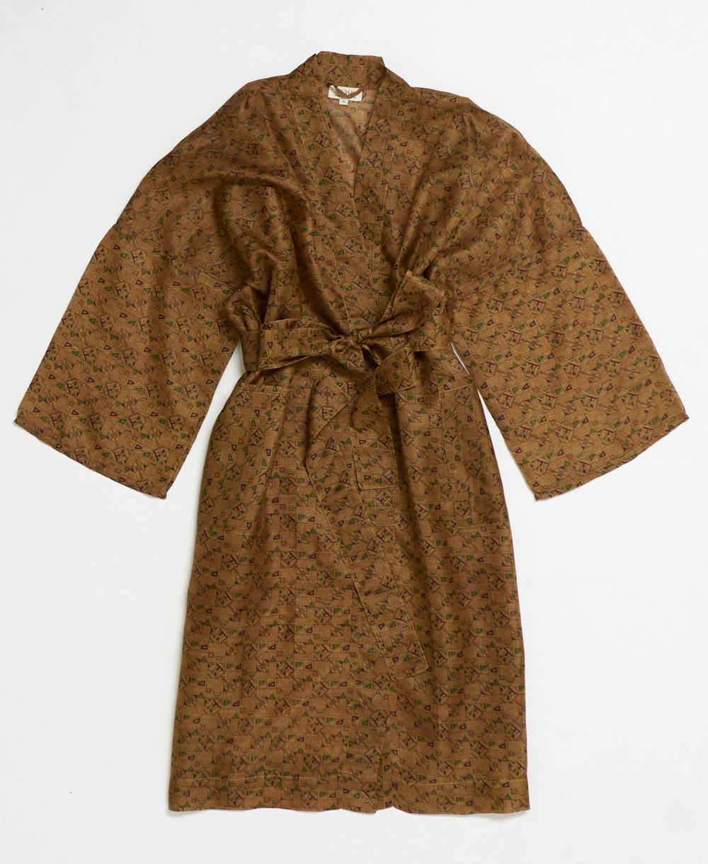 silk robe ethically made using upcycled
vintage silk saris