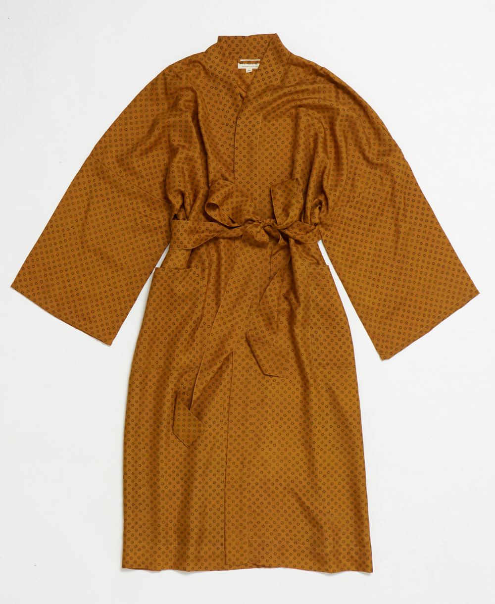 silk robe ethically made using upcycled
vintage silk saris