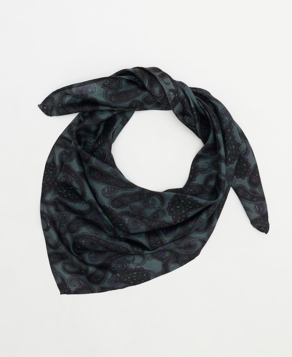 eco-friendly and unique silk square scarf in a one-of-a-kind pattern handcrafted by women artisans in India