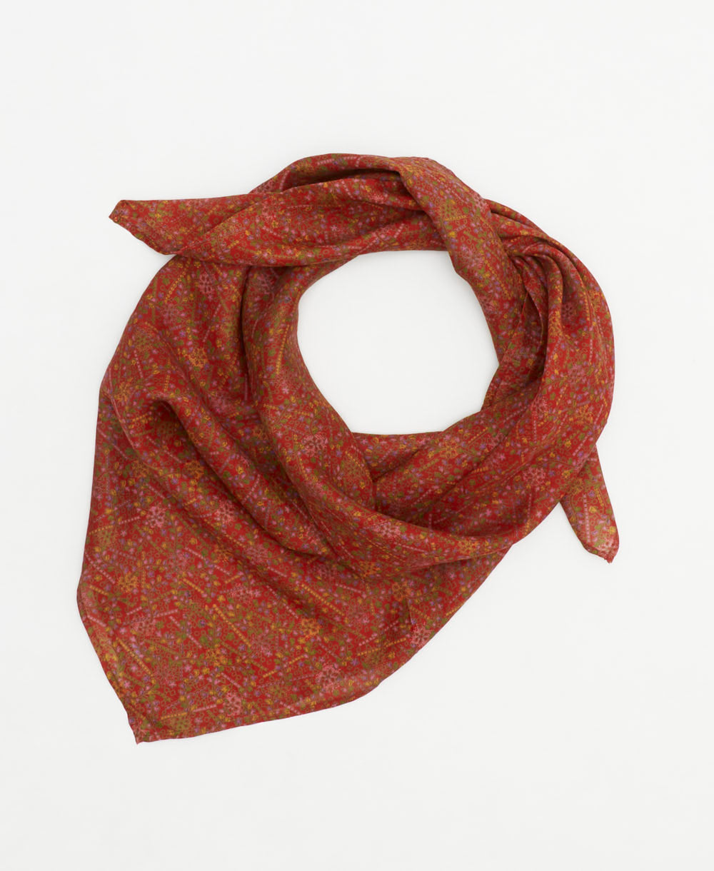 vintage silk square scarf created using sustainably sourced saris