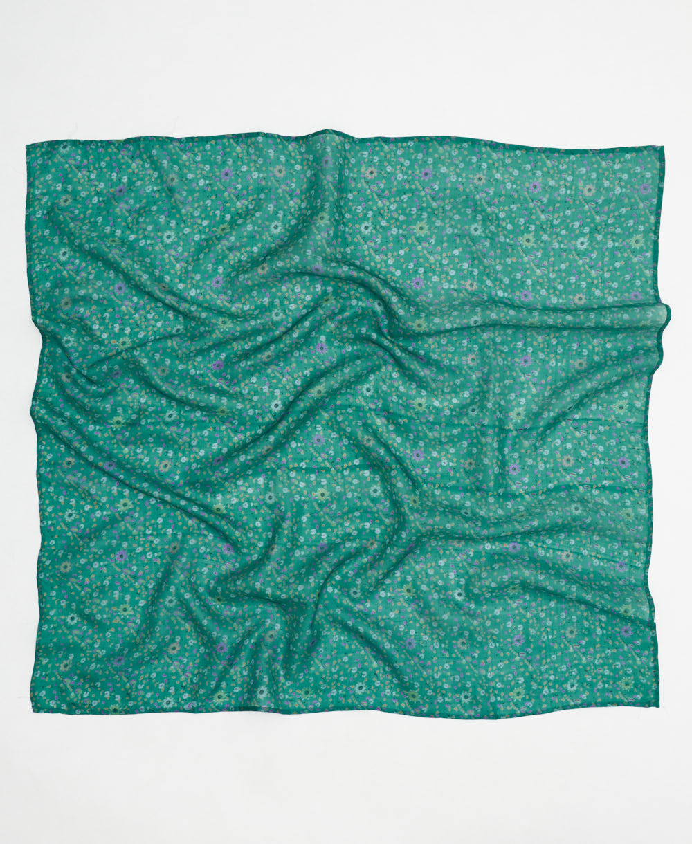 vintage silk square scarf handmade from upcycled saris in India by women artisans