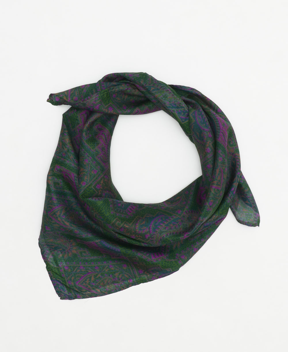 vintage silk square scarf created using sustainably sourced saris