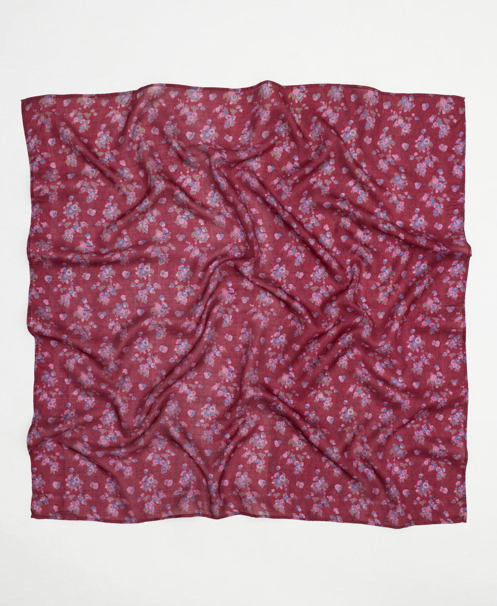 vintage silk square scarf handmade from upcycled saris in India by women artisans