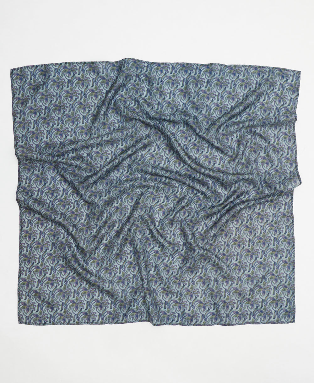 vintage silk square scarf handmade from upcycled saris in India by women artisans