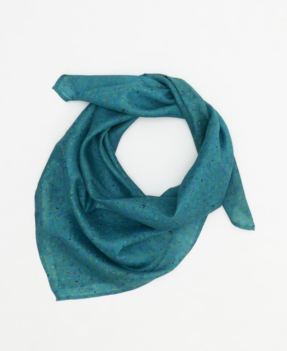 vintage silk square scarf created using sustainably sourced saris