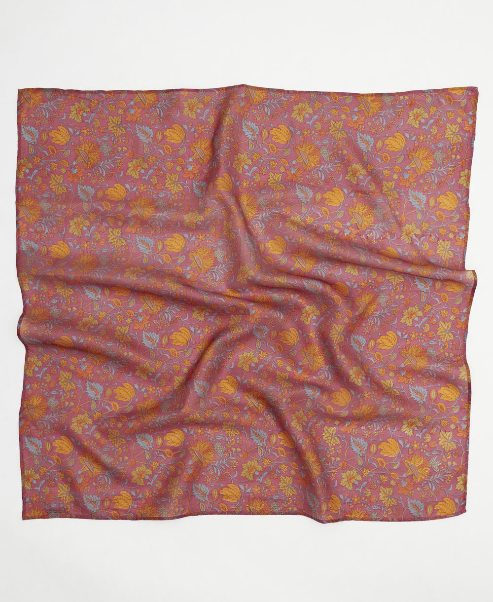 vintage silk square scarf handmade from upcycled saris in India by women artisans