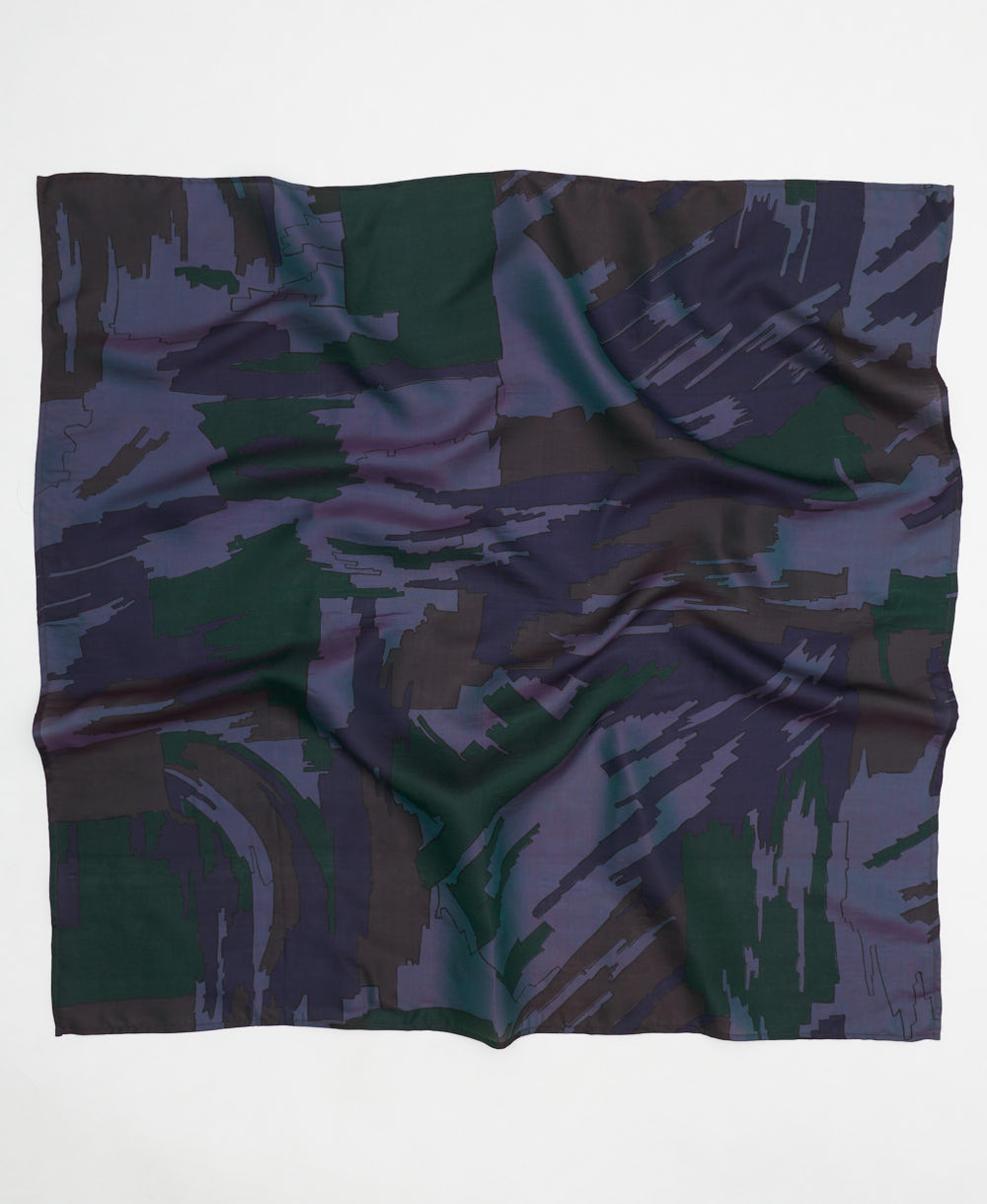 vintage silk square scarf handmade from upcycled saris in India by women artisans