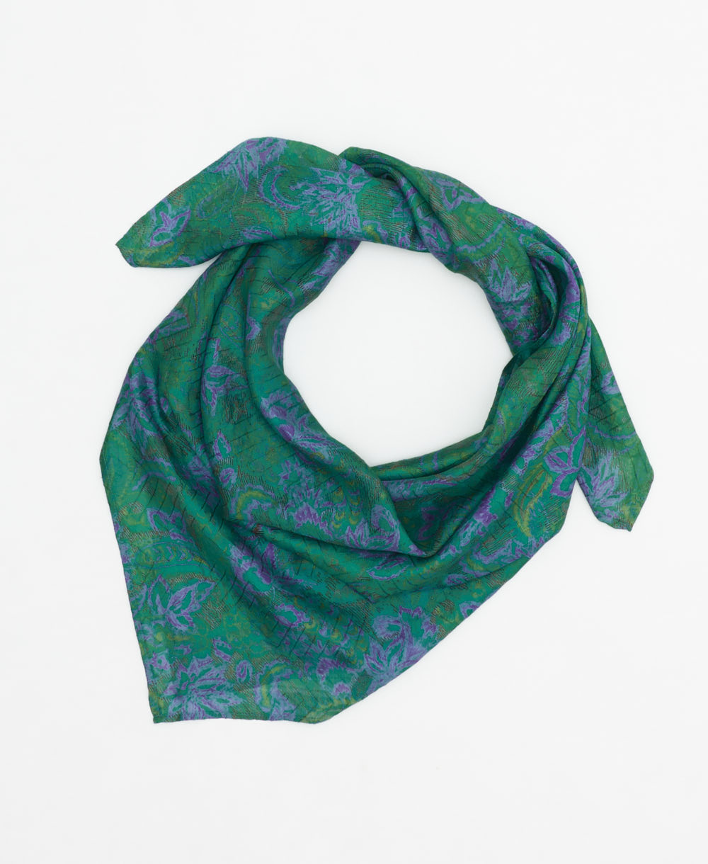 vintage silk square scarf created using sustainably sourced saris