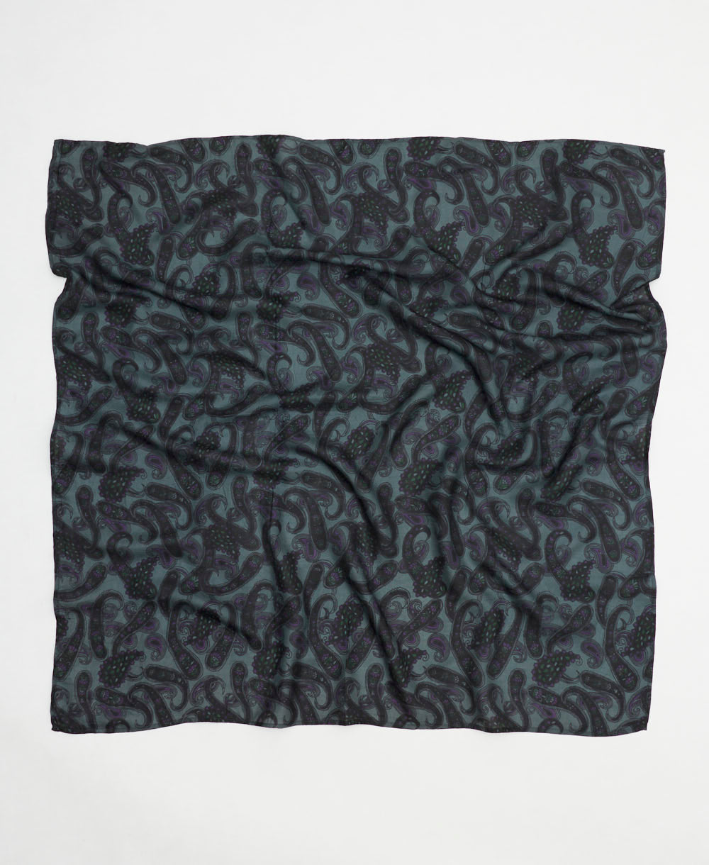 vintage silk square scarf handmade in India from upcycled silk sari fabrics