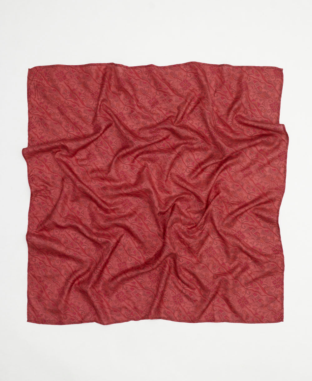 vintage silk square scarf handmade in India from upcycled silk sari fabrics