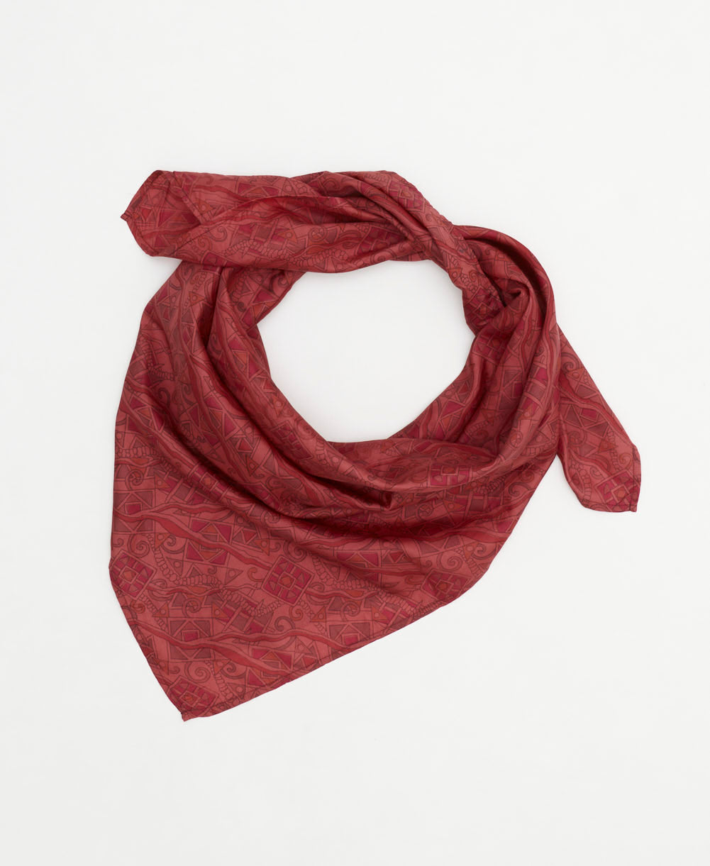eco-friendly and unique silk square scarf in a one-of-a-kind pattern handcrafted by women artisans in India