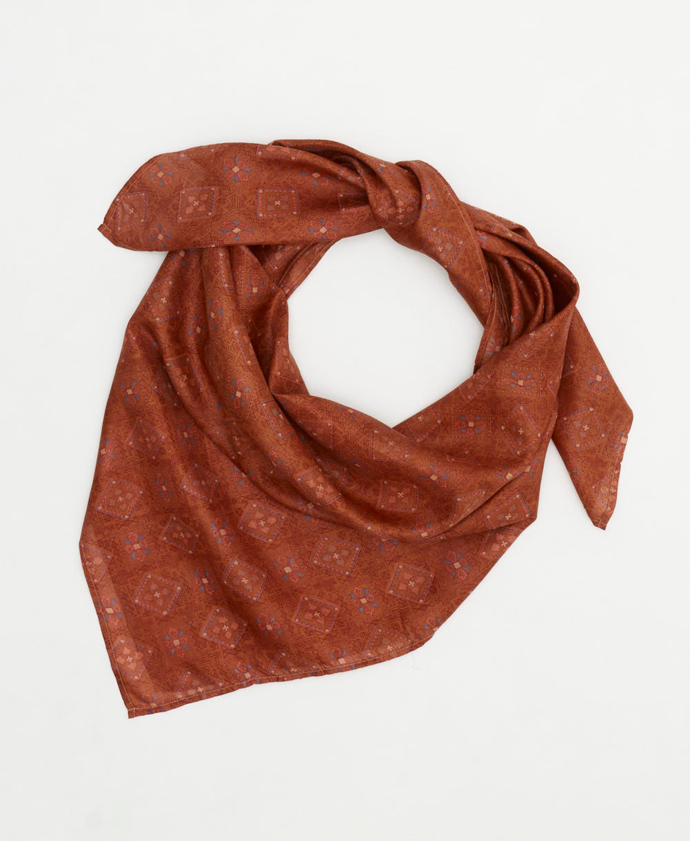 eco-friendly and unique silk square scarf in a one-of-a-kind pattern handcrafted by women artisans in India