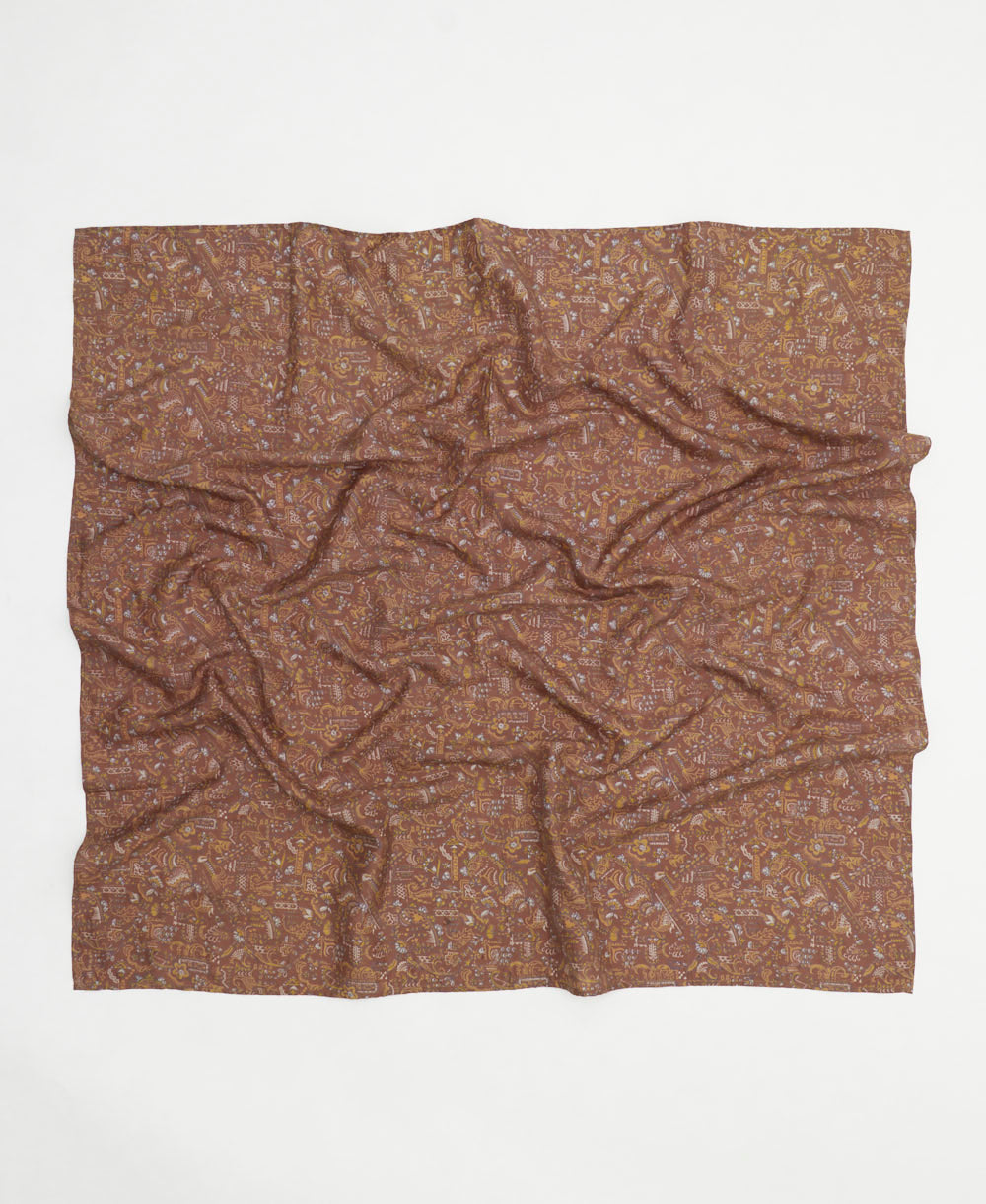 vintage silk square scarf handmade in India from upcycled silk sari fabrics