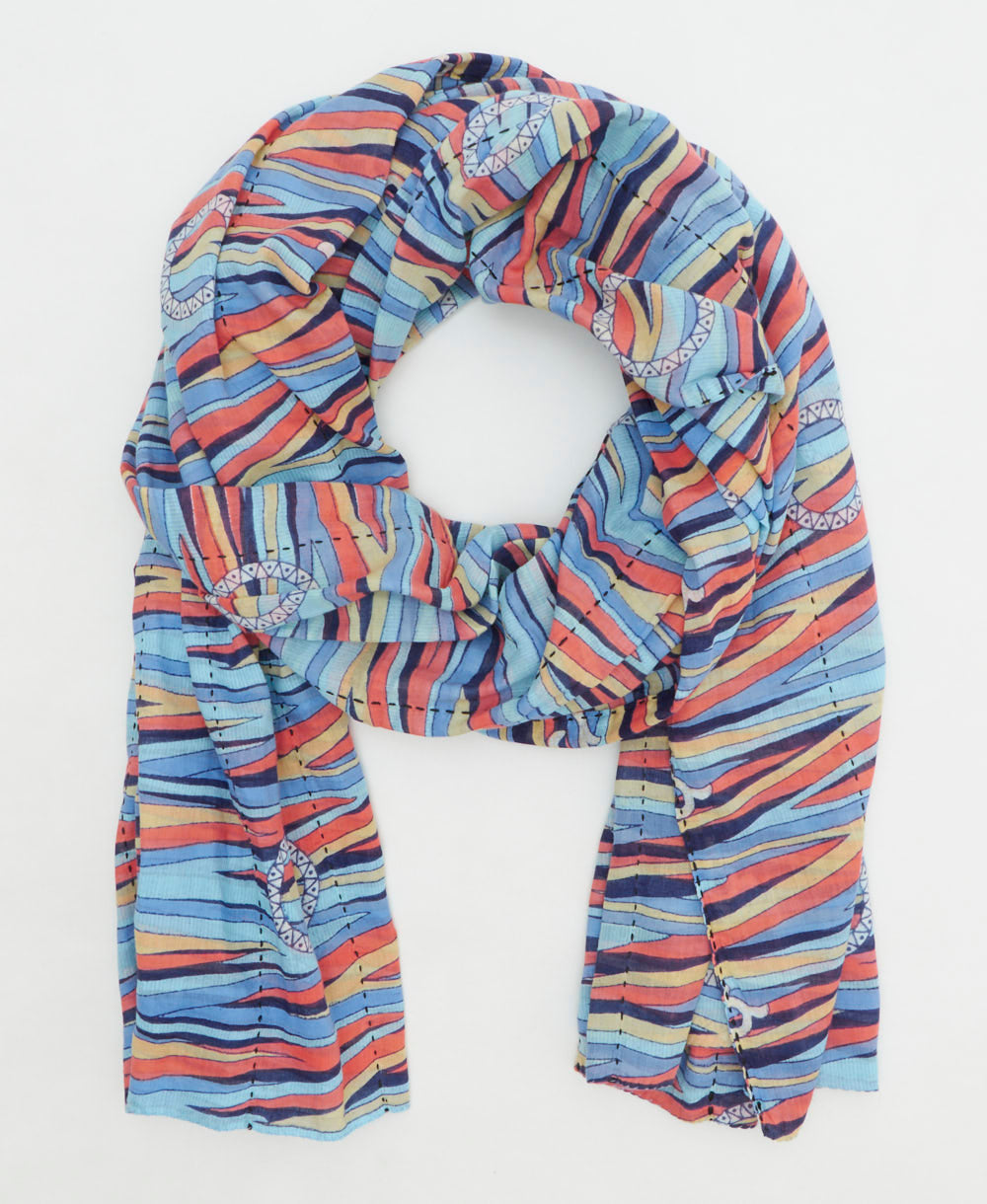 long cotton scarf handmade in India by women artisans
