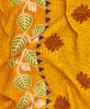 yellow stamp print eco friendly kantha quilt throw 