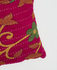 fair trade lumbar pillow handmade by women artisans using layers of recycled vintage cotton saris and kantha stitching 