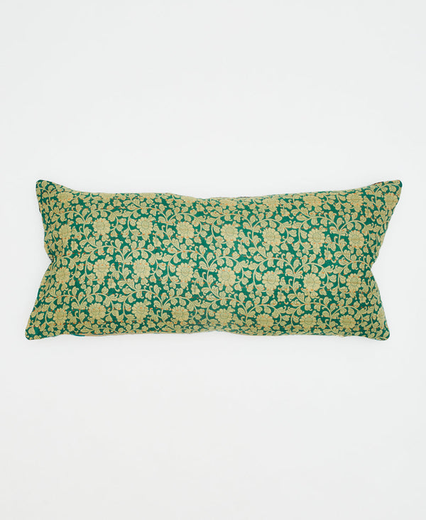 Green and beige floral vintage cotton lumar pillow 