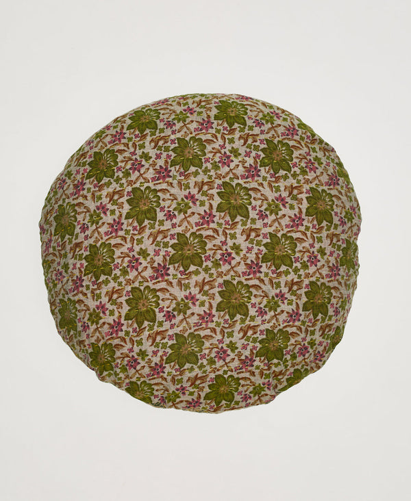 Deep green and purple floral throw pillow made by an artisan 