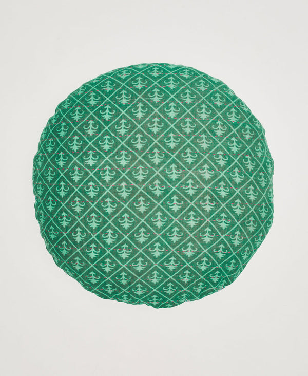 Teal round throw pillow created by an artisan 